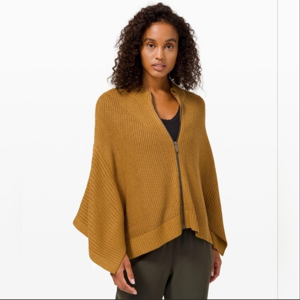 Lululemon Softer Still Wrap Sweater Cashmere Blend Poncho Spiced Bronze XS/S